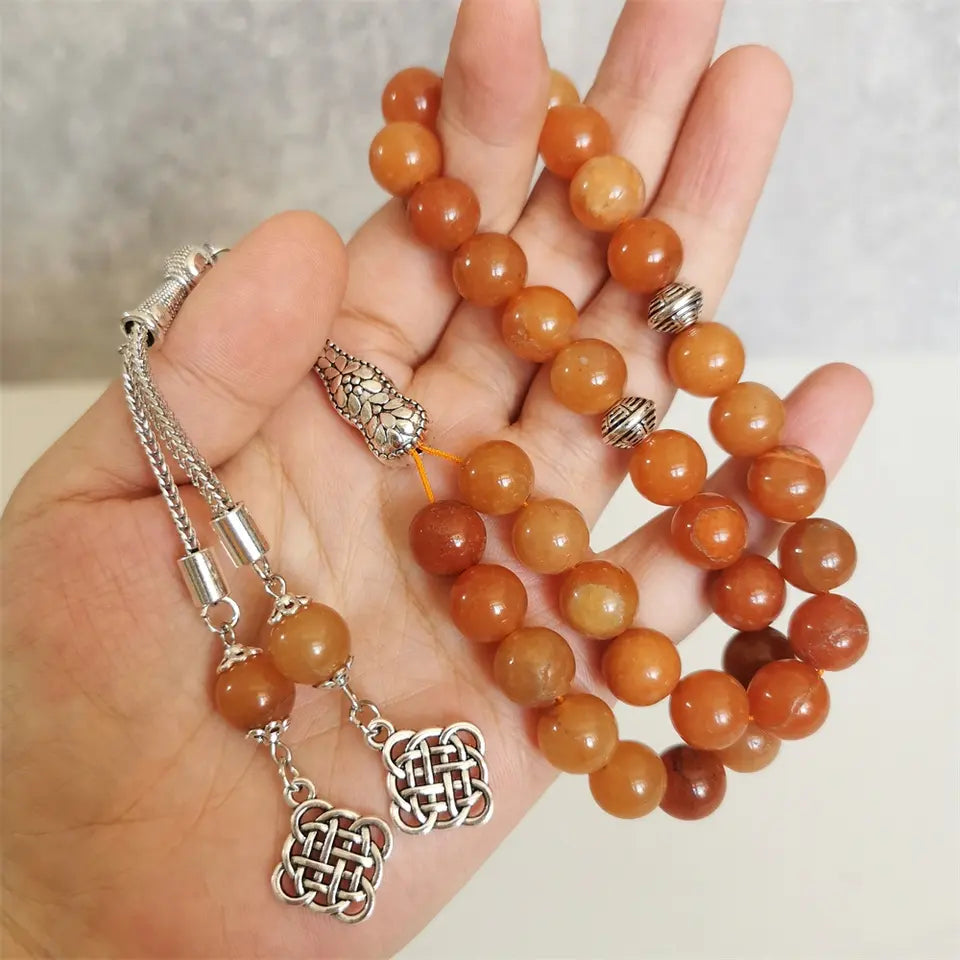 Natural Red Aventurine Stone Rosary 33 Beads 