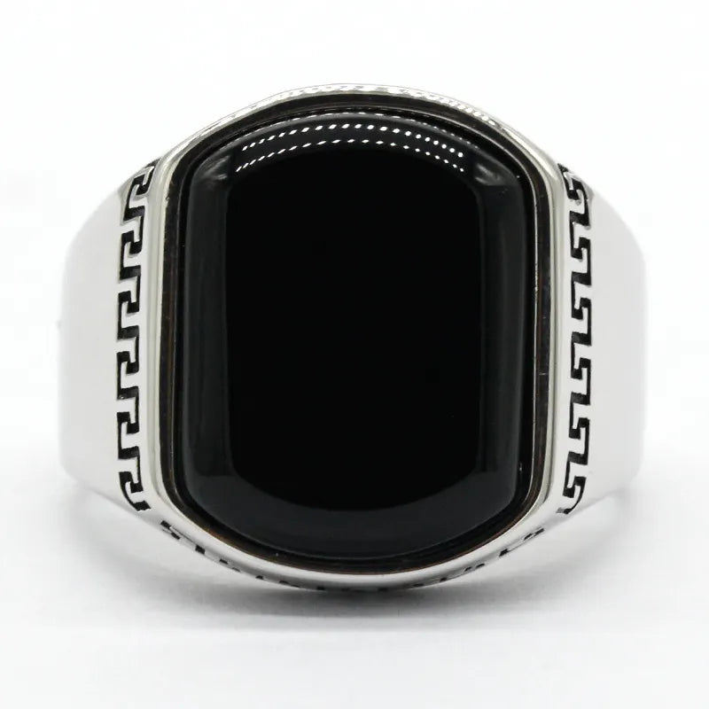 Svart Agat Aqeeq Ring i 925 Sterling Silver