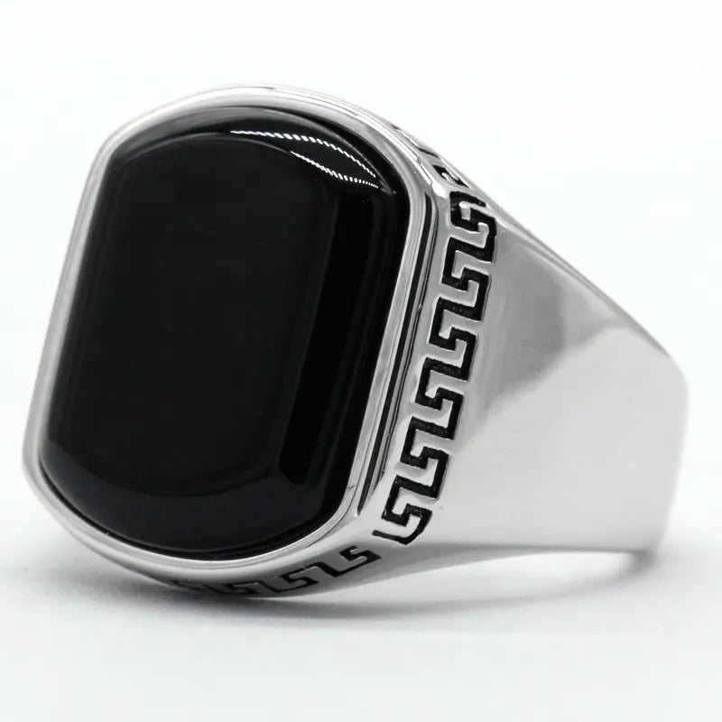 Svart Agat Aqeeq Ring i 925 Sterling Silver