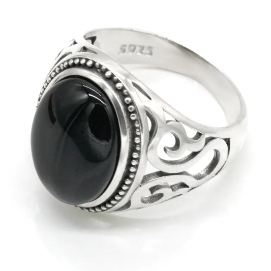 Svart Agat Aqeeq Ring i 925 Sterling Silver