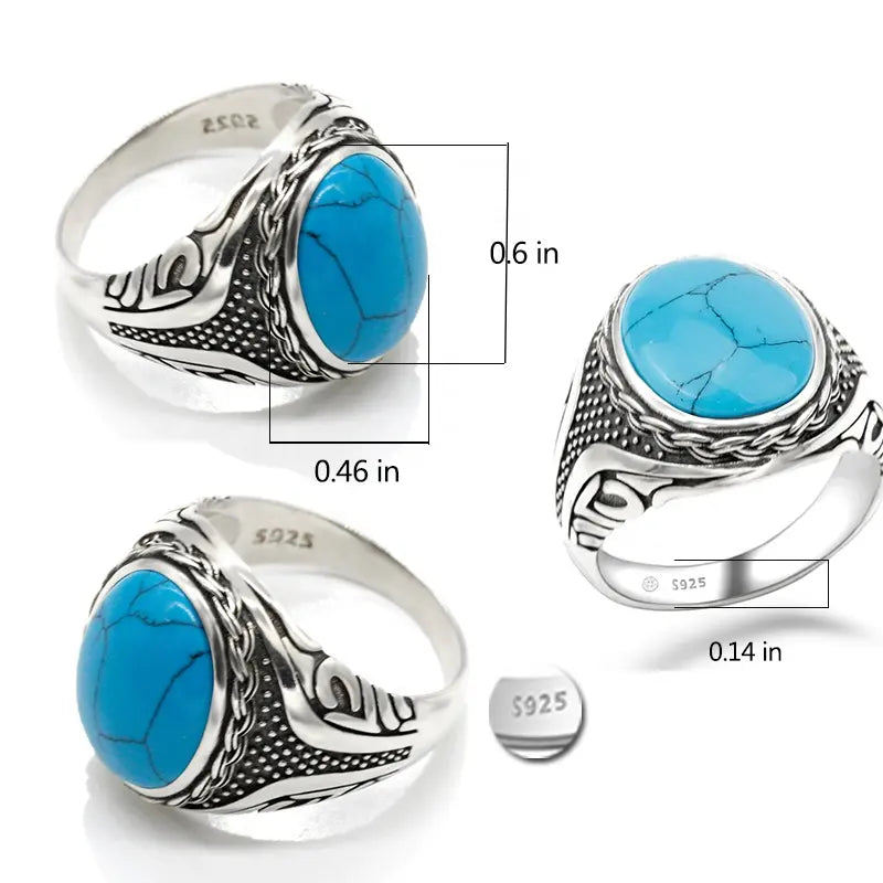 Turquoise Stone Ring in 925 Sterling Silver