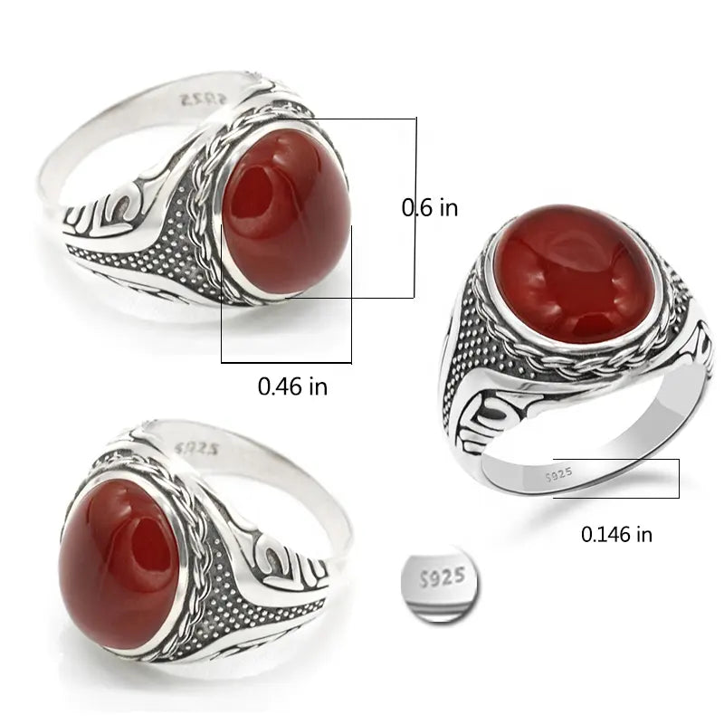 Eldagat Aqeeq Ring i 925 Sterling Silver