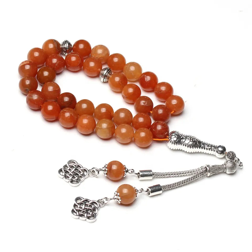 Natural Red Aventurine Stone Rosary 33 Beads 