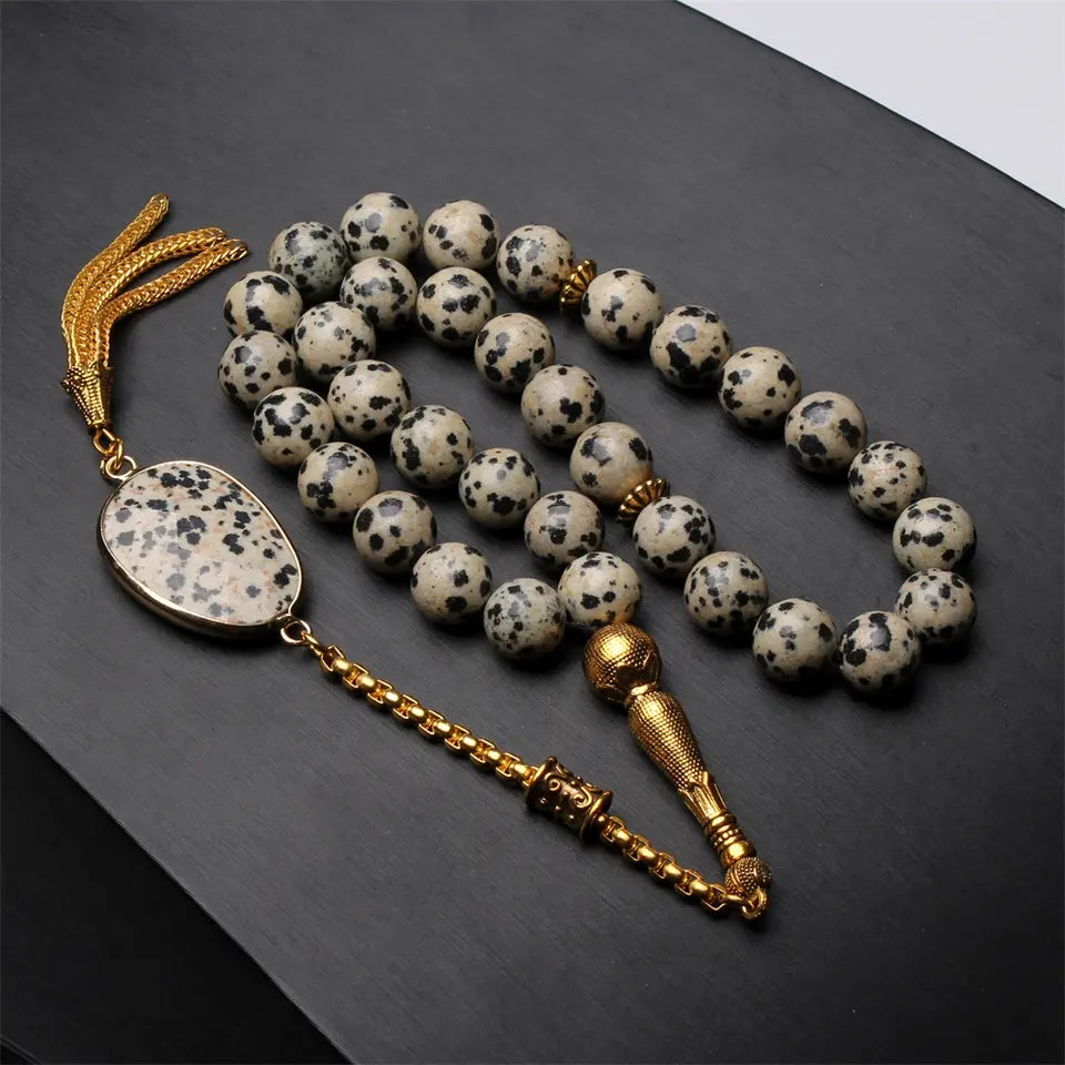 Natural Dalmatine Jasper Stone Rosary 33 Beads 