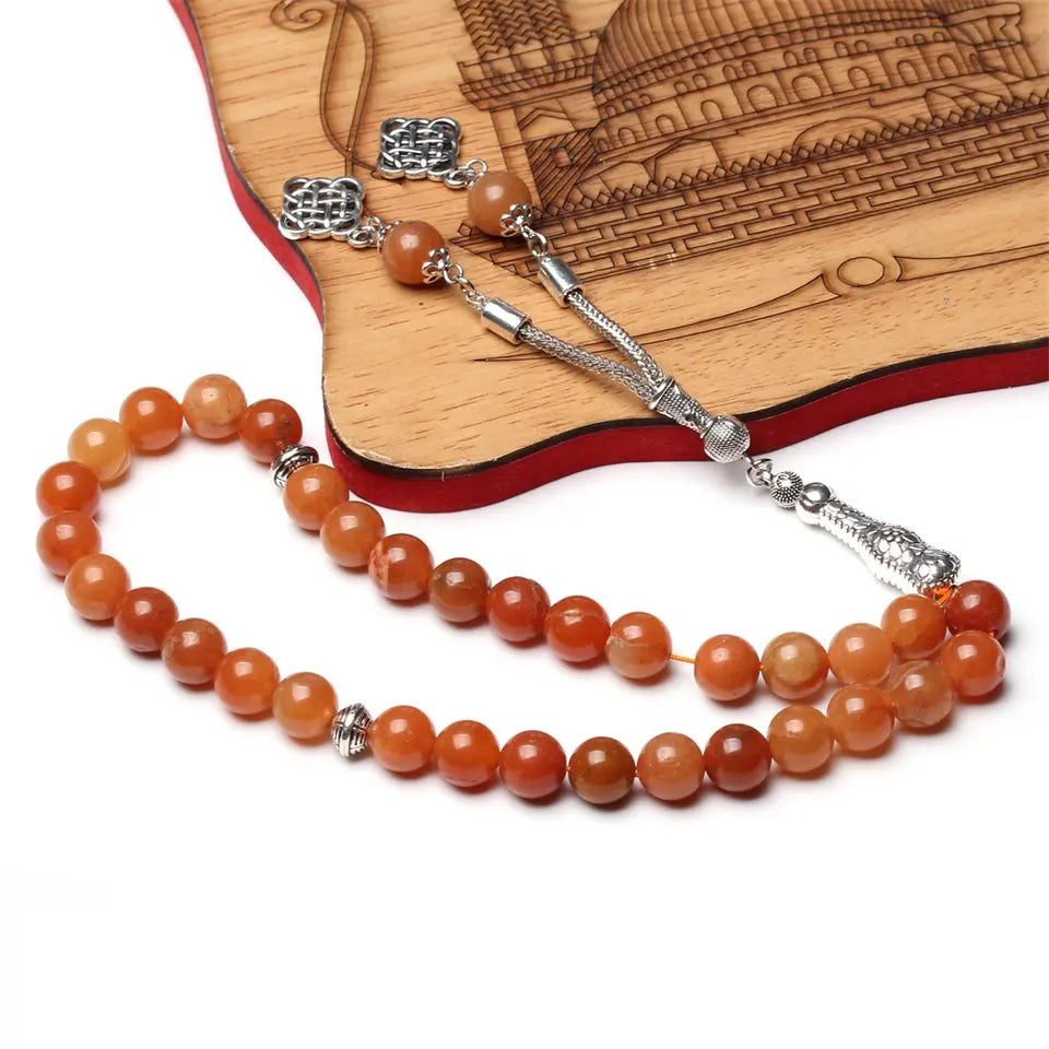 Natural Red Aventurine Stone Rosary 33 Beads 