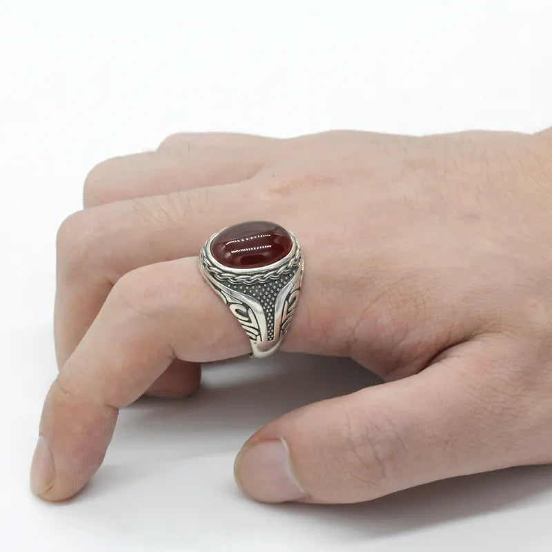 Eldagat Aqeeq Ring i 925 Sterling Silver